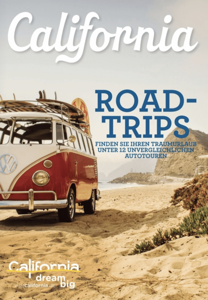 Ein Minivan mit Surfboards auf dem Cover einer Zeitschrift